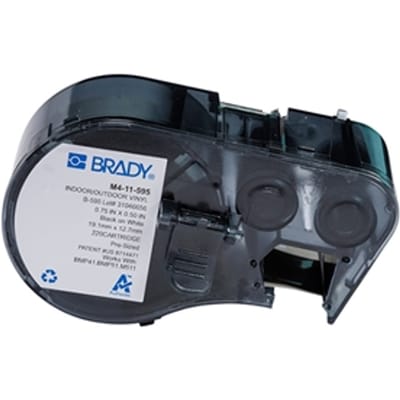 Brady M4-11-595 vinyl labels zwart op wit | 19,05 mm x 12,70 mm (origineel)