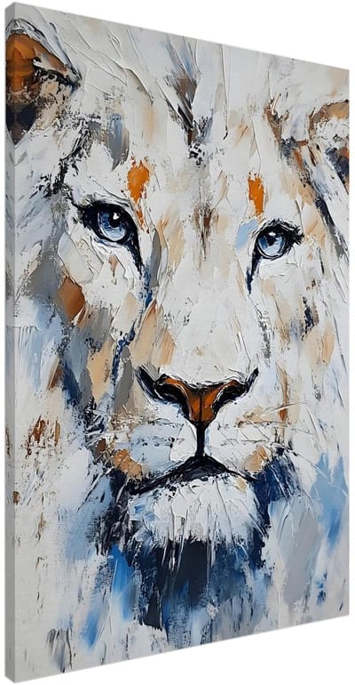 Canvas Schilderij - Abstract painted lion 100x150 cm - Dieren Wanddecoratie Woonkamer & Slaapkamer