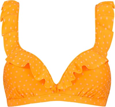 Velvet Dot ruffle bikinitop - Oranje - Gestipt