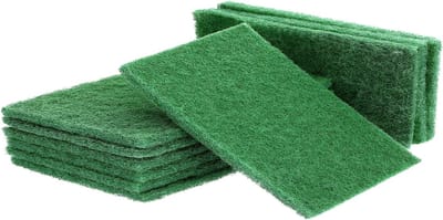 Set van 10 Schuur Sponzen voor Keuken - Hoogwaardige Dubbelzijdige Schoonmaakdoeken, Vaatdoek en Potschraper voor Effectieve Reiniging van Kom en Gootsteen (Groen, 15 x 10 x 0.5 cm)