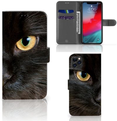 Apple iPhone 11 Pro Max Telefoonhoesje met Pasjes Zwarte Kat