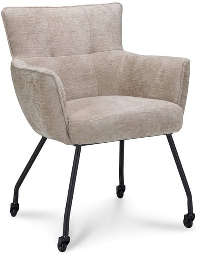 Icon Living - Armstoel Nora on Wheel - Stof Movie Desert - Leg Black