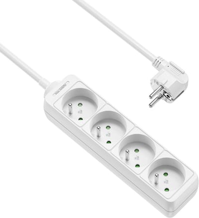 Allteq - Stekkerdoos met penaarde - 4-voudig - 1,5 meter - Wit