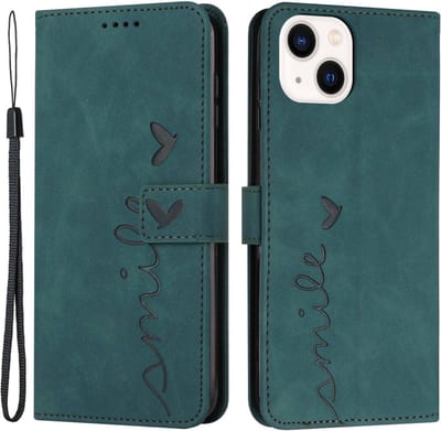Coverup Hoesje - Geschikt voor iPhone 13 Hoesje - Coverup Smile Book Case - Groen