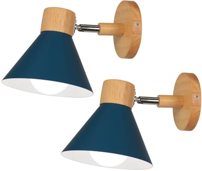 2 Stuks Wandlamp Moderne Binnen E27 Wandverlichting Verstelbare voor Slaapkamer Woonkamer Gang Blauw