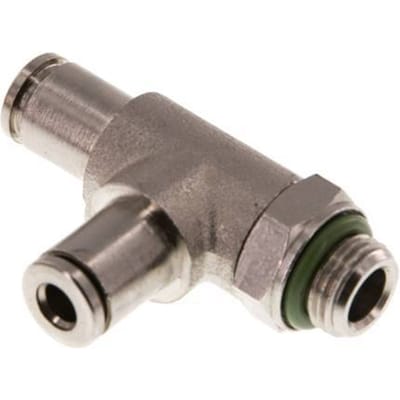 4mm x G1/8'' rechte hoek T-stuk Messing Insteekfitting Buitendraad Draaibaar FKM