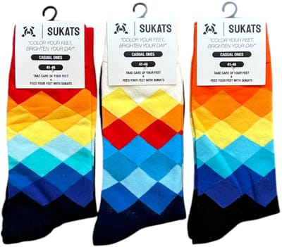 Sukats® The Casual Ones - 3 Paar - Maat 41-46 - Herensokken - Geruite Sokken - Set C - Happy Colorful Socks - Grappige Sokken - Vrolijke Sokken - Kerstsokken - Cadeausokken