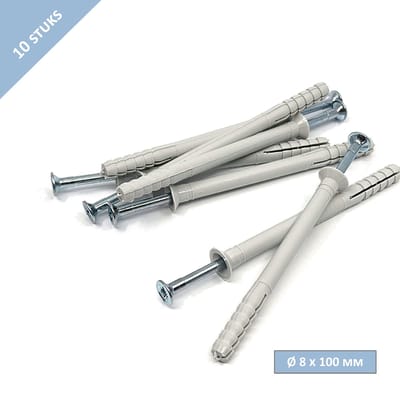 UFAST slagplug Ø 8 x 100 mm - Nylon plug met trompetkraag - Torx - Verzinkt - 10 stuks