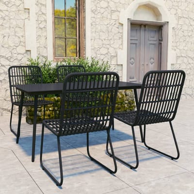 vidaXL - 5-delige - Tuinset - poly - rattan - en - glas