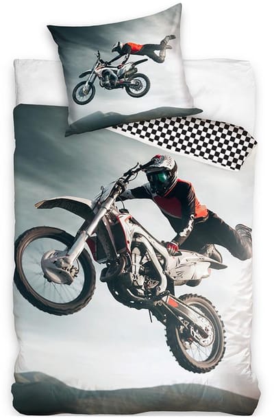 Motorcross Dekbedovertrek 140x200 Katoen 2in1 Glow in the Dark Grote Kussensloop 70x80