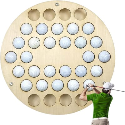 Houten Golfbal Display met 34 Gaten - Ronde Wandplank voor Golfbalcollectie - Decoratieve Opbergstandaard voor Woonkamer, Slaapkamer en Werkkamer