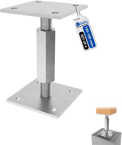 GEZU IMPEX Paalhouder Hoogte Verstelbare Gegalvaniseerd Set van 4 100 x 100 mm paaldragers paalsteun paalvoet