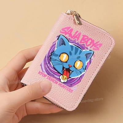 Perfect KPop Demon Hunters Dames Korte Portemonnees PU Leer Creditcardhouder Meerdere Sleuven Kleine Portemonnees met Rits Dames Clutch Portemonnee blue