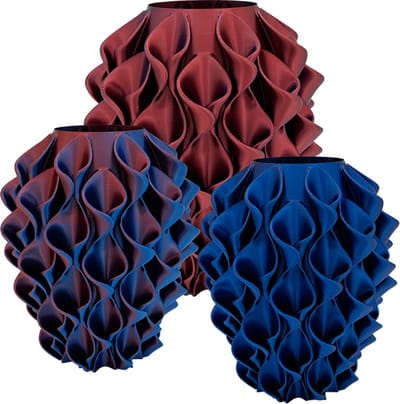 Bluma moderne vaas - Decoratieve vaas - Blauw / Rood - 3d geprinte vaas – geschikt voor droogbloemen - 20CM