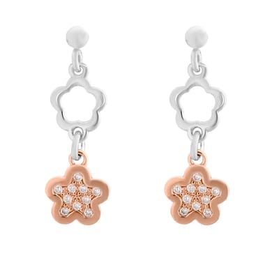 Orphelia 'Nixie' Dames 925 Sterling Zilveren Set: Ketting + Armband + Oorbellen - Zilver/Roze SET-7377
