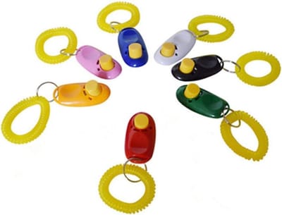 Huisdier Trainingsclicker - Hondentrainer Geluid - Gedrag Corrigeren - Set van 7 Stuks - Met Polsband - Diverse Kleuren