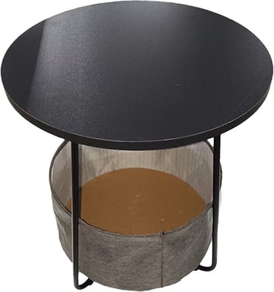 Bijzettafel - 45 cm - met mand - woonkamer - zwart-grijs