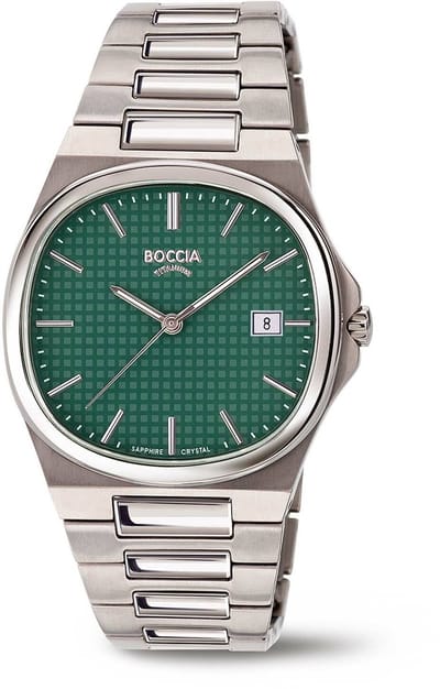 Boccia Titanium 3657-03 Heren Horloge - Saffierglas - Zilverkleurig - 37 mm breed - Quartz - Vouw/Vlindersluiting - 5 ATM (douchen)