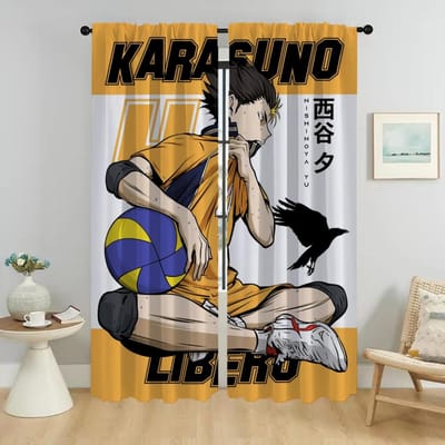 Shades Haikyuu Raamgordijn voor Kamer 2 Panelen Keukengordijnen Home Interieurgordijnen Scheidingswand Halloween Decoratie Woonkamer W50xH70cmx2pcs-CL