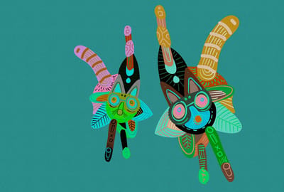 Fotobehang looneyland3 DD121928 Livingwalls Walls by Patel 3 Groen Blauw Vlies 270 x 400 cm (4 delen) 3D Fotobehang op maat