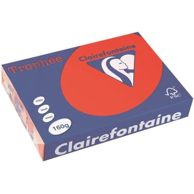 Clairefontaine Trophée Intens, gekleurd papier, A4, 160 g, 250 vel, koraalrood