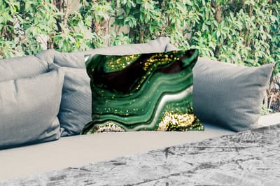 Buitenkussens - Tuin - Marmer - Goud - Glitter - Groen - Marmerlook - Luxe - 50x30 cm