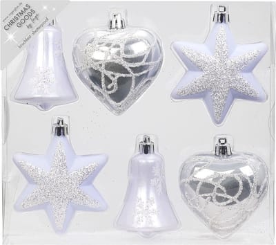Christmas Goods Kersthangers - 6x - figuurtjes - wit - 9 cm - kerstversiering