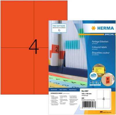 Etiket herma 4397 105x148mm a6 rood 400st | 14 stuks