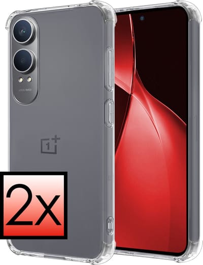Hoesje - 2 Stuks - Geschikt voor OnePlus Nord CE 4 Lite - Sterk & Shockproof - Siliconen Case - Back Cover - Telefoon Hoes Shock Proof - Transparant