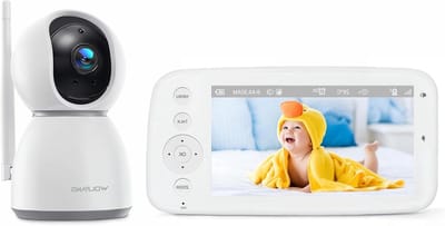 Videobabyfoon - Babycamera Monitor - Baby Bewaken - 5-inch HD Scherm - 1080P Camera - Wit