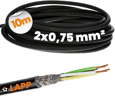 10 meter afgeschermde besturingskabel 2 x 0,75 mm² UV-bestendig voor buitengebruik