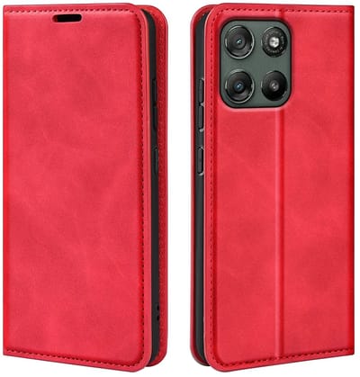 MobyDefend Hoesje - Geschikt voor Motorola Moto G57 Power - Luxe Wallet Bookcase (Magnetische Sluiting) - Rood