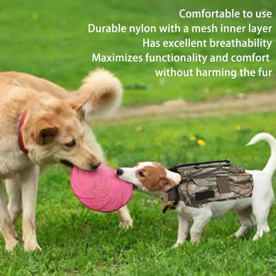 Honden Zadel Tas Waterdicht Verstelbaar Grote Capaciteit Nylon Honden Rugzak met Zijvakken voor beige