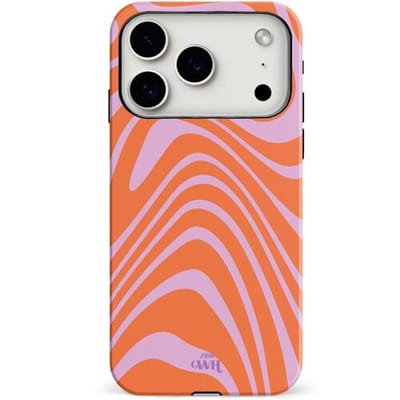 xoxo Wildhearts Boogie Wonderland Orange - Double Layer - Hard case geschikt voor iPhone 17 Pro Max hoesje - Golven print hoesje Oranje - Beschermhoes shockproof case - Dubbele beschermlaag - Hoesje met golven print - Oranje