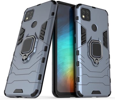 MobyDefend Hoesje - Geschikt voor Xiaomi Redmi 10A - Dubbelgelaagde Pantsercase Met Standaard - Blauw