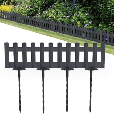 Bloembedrand Houtlook - Tuinrand Flexibel - Tuin Vormgeven - Weerbestendig PP Materiaal - 18 Stuks - Antraciet