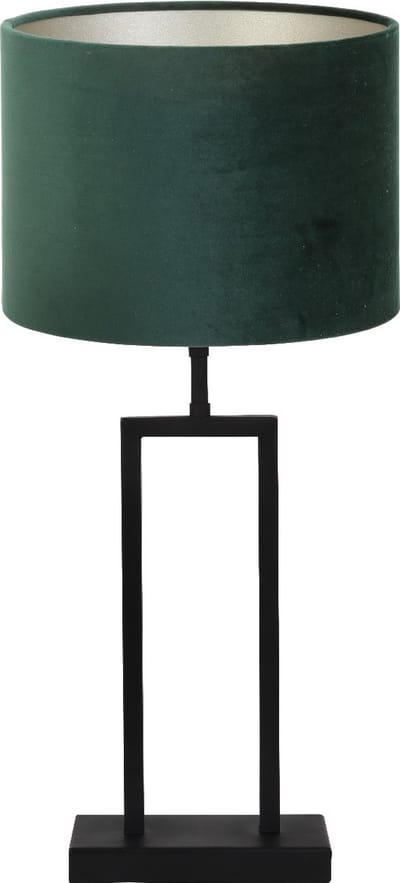 Light & Living Tafellamp Shiva/Velours - Zwart/Dutch Green - Ø30x62cm - Tafellamp met kap