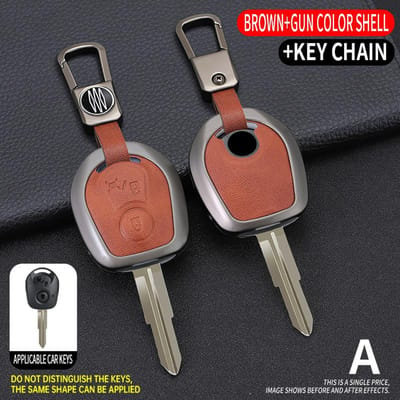 Coque de Protection pour Clé de Voiture en Alliage de Zinc + Cuir, Housse de Protection pour Télécommande, Porte-Clés pour Ssangyong Actyon Kyron Rexton Korando gray