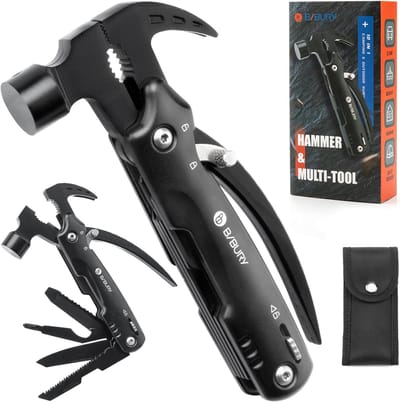 Cadeau-ideeën voor mannen | 12-in-1 Multitool | Multifunctionele Hamer voor Kamperen en Huishoudelijke Reparaties