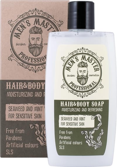 Men's Master Hair & Body Soap – Douchegel Mannen – met Teatree Olie, Mint en Zeewier – voor Gevoelige Huid – 260ml