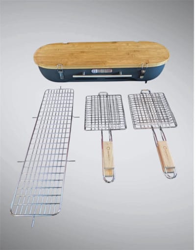 Designnest Flip Grill BBQ Gemakkelijk mee te nemen barbecue met draaibare roosters en geïntegreerde snijplank