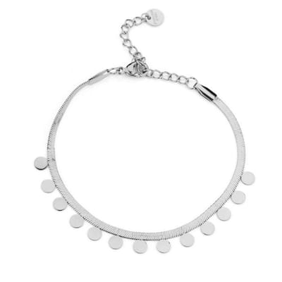 Bijoutheek Armband Slang Discs Zilver