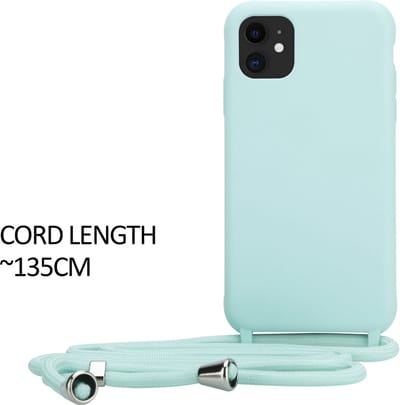 ShieldCase Telefoonhoesje met koord geschikt voor Apple iPhone 12 / 12 Pro - 6.1 inch - Hoesje met telefoonkoord - telefoonhanger / ketting - mint / lichtblauw