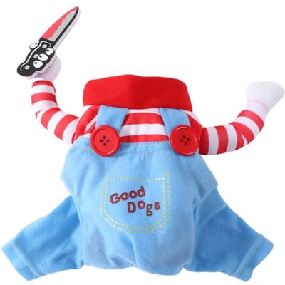 Grappige hondenkleertjes Halloweenkostuum voor kleine, middelgrote en grote honden Festival mes vasthoudende puppy cosplaypak Feestcadeau Huisdierkleding (as the picture,S)