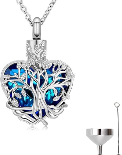 Luxe Ashanger - met Ketting (55 cm) - Voor As, Haren of Parfum - Assieraad - As Ketting - Gedenksieraad - Urn - As Hanger - Incl. As vuller en Opbergzakje - Blue Forest