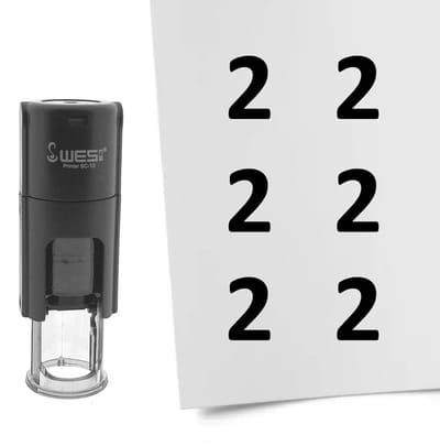 CombiCraft Stempel Getal 2 10mm rond zwarte inkt - per 1 stuk