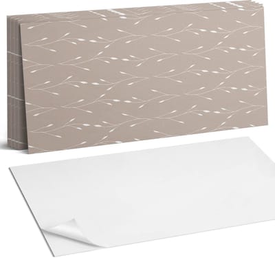 Coloray Plaktegels - Fijn plantenpatroon Wandtegel Zelfklevend - 60 cm x 30 cm - Beige Plaktegels - 6 stuks - Rechthoek PVC Tegels - Plaktegels Keuken - Zelfklevende Vloertegels Badkamer - Vinyltegels Vloer Zelfklevend - Zelfklevende Wandtegels