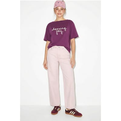 Dames Katoenen Bootnek Gedrukte T-Shirt