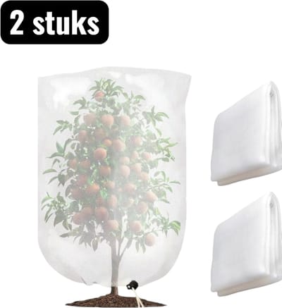 2 stuks - Insectennetten - Insectengaas Zakken voor Planten - Ademend Beschermingsnet voor Groenten en Fruit - Herbruikbare Netten voor Kas en Moestuin -Trekkoord stijl - Wit
