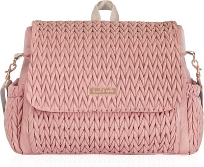 Convertible Luier Rugzak en Tas in Roze Polyester met Klassieke Stijl